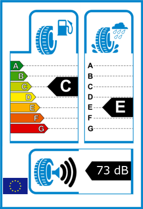 EU-Reifel-Label Kraftstoffeffizienz-Klasse C Nasshaftung-Klasse E Rollgeraeusch-Klasse 3 Rollgeraeusch-dB 73