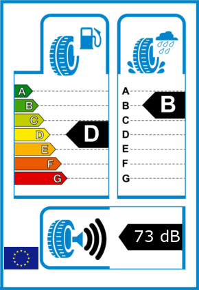 EU-Reifel-Label Kraftstoffeffizienz-Klasse D Nasshaftung-Klasse B Rollgeraeusch-Klasse 3 Rollgeraeusch-dB 73